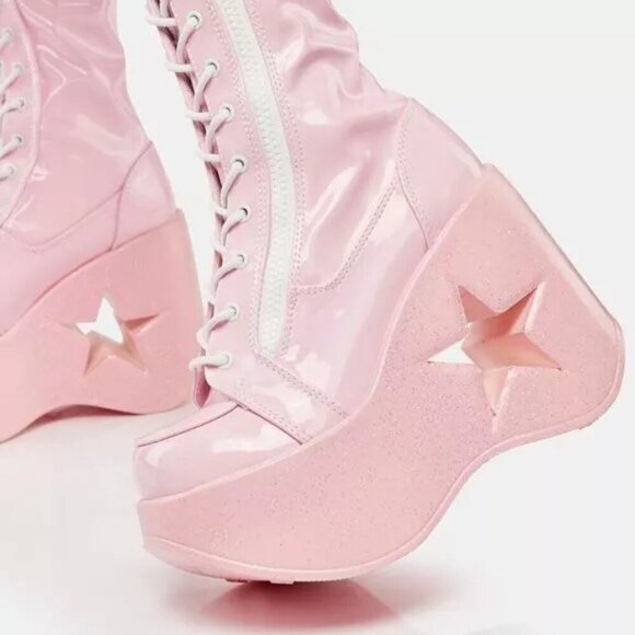 Demonia THE " DYNAMITE PINKY " 300 Knee High Boots Thigh High (Brand new) - Picture 2 of 6